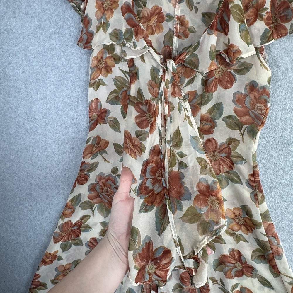 Paris Blues VTG 90s Floral Maxi Dress Sz 11 Cream Button Front Sheer Prairie - Picture 5 of 16
